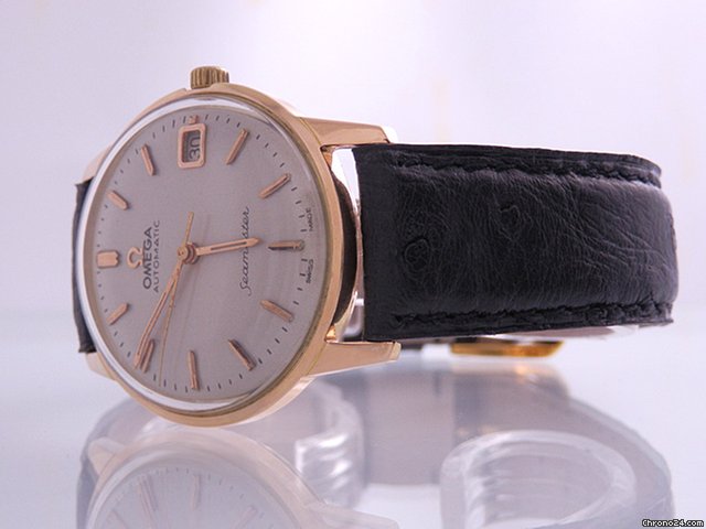 replica Omega Seamaster 18k Gelb- bzw Rosegold mit Lederarmband WATCHES 1 