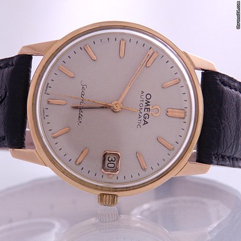 Omega Seamaster 18k Gelb- bzw Rosegold mit Lederarmband