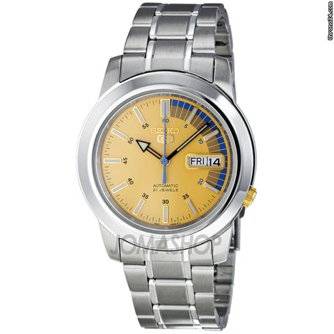 Seiko 5 Automatic Gold Dial Stainless Steel Mens Watch SNKK29