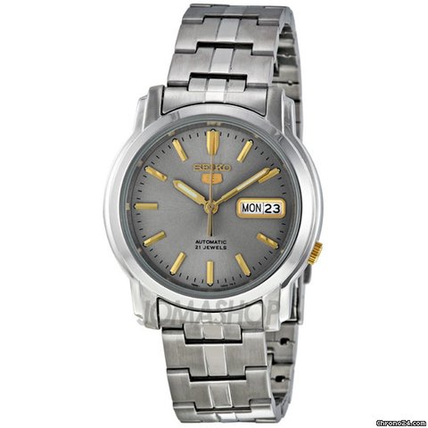 Seiko 5 Automatic Grey Dial Link Bracelet Mens Watch SNKK67