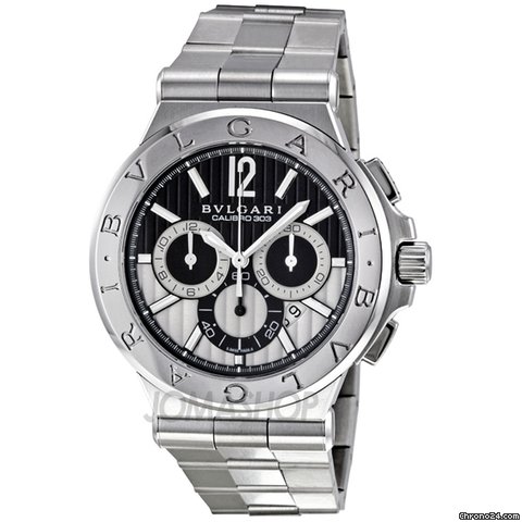 Bulgari Diagono Black Chronograph Stainless Steel Mens Watch DG42BSSDCH