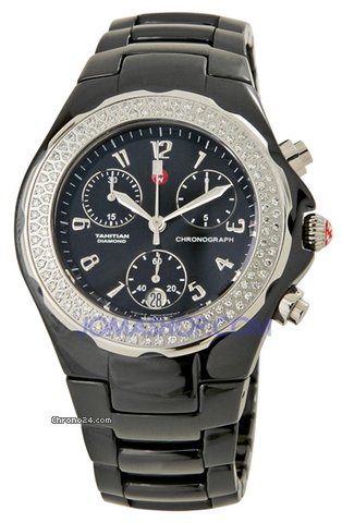 Michele Tahitian Black Ceramic Diamond Ladies Watch MWW12B000002