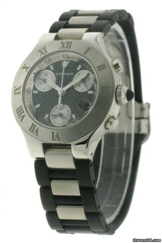 Cartier Must 21 Chronoscaph Steel Rubber Small Quartz Unisex
