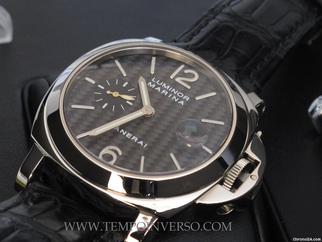 replica Panerai Luminor Marina White Gold Carbon Dial full set PAM 180 WATCHES 1 