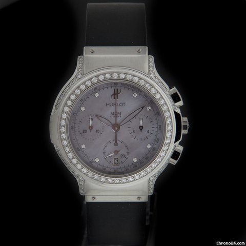 Hublot Steel Elegant Chronograph Diamond Watch 1640.144.1.024