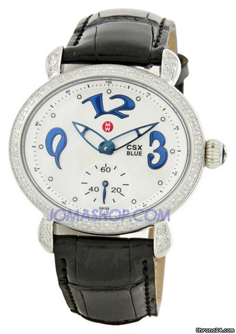 Michele CSX Blue Diamond Black Strap Ladies Watch MWW03E000066