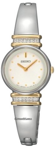Seiko White Dial Two-tone Crystal Accented Ladies Watch SUJG32