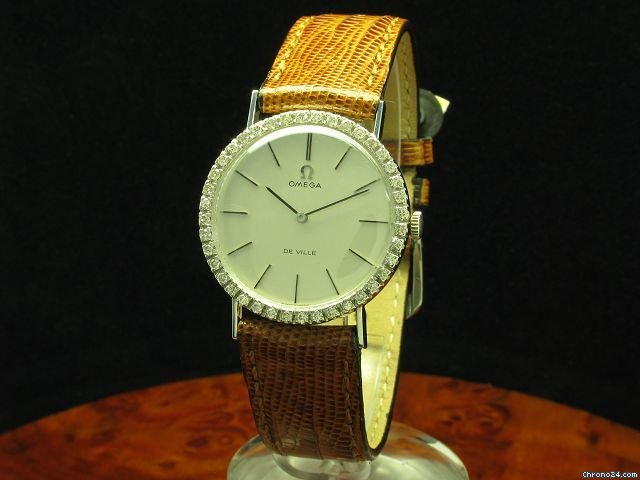 Omega De Ville 18kt Gold Handaufzug Herrenuhr Mit Brillant Besatz