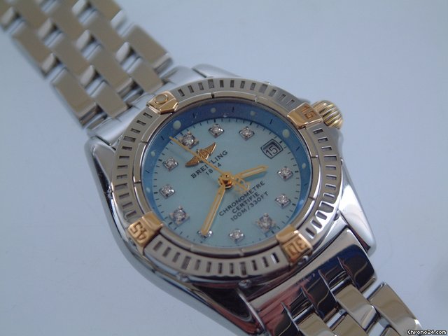Breitling Callistino Stahl / Gold mit Diamantblatt