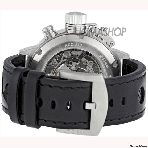 replica U-Boat Flightdeck CAS Black Dial Chronograph Black Leather Mens Watch 6617 WATCHES 1 