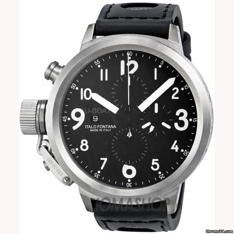 U-Boat Flightdeck CAS Black Dial Chronograph Black Leather Mens Watch 6617