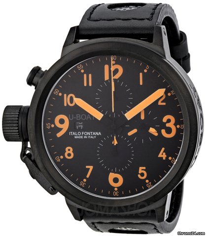 U-Boat Flightdeck CAB Automatic Chronograph Black Leather Mens Watch 6122