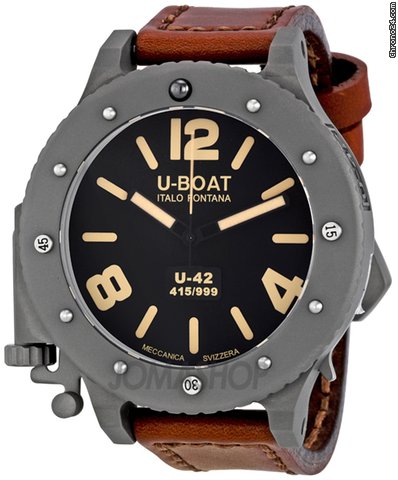 U-Boat Black Titanium Leather Automatic Mens Watch 6157