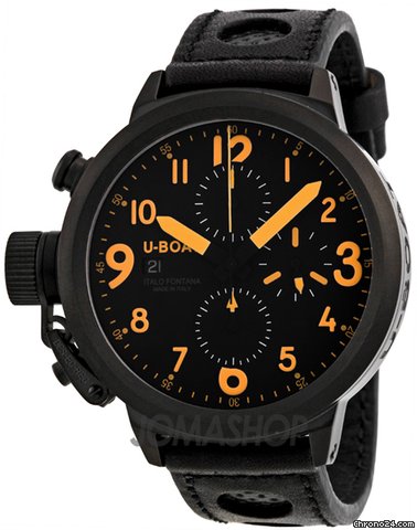 U-Boat Flight Deck CAB Automatic Chronograph Black Leather Mens Watch 6254