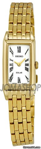 Seiko White Dial Gold-tone Stainless Bracelet Solar Ladies Watch SUP032