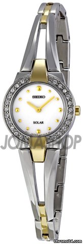 Seiko Solar White Dial Two-tone Ladies Watch SUP052