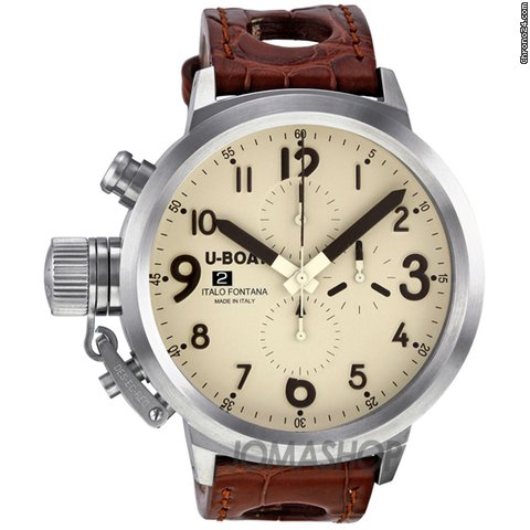 U-Boat Flightdeck Beige Stainless Steel Leather Automatic Mens Watch 6118
