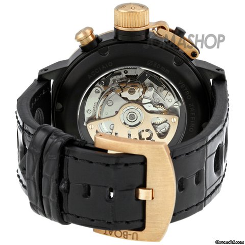 replica U-Boat Flightdeck Automatic Black Stainless Steel Leather Mens Watch 1838 WATCHES 1 