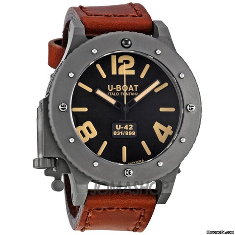 U-Boat Black Titanium Leather Automatic Mens Watch 6471
