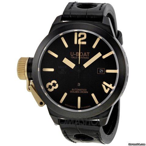 U-Boat Classico Black Ceramic Rubber Automatic Mens Watch 1216