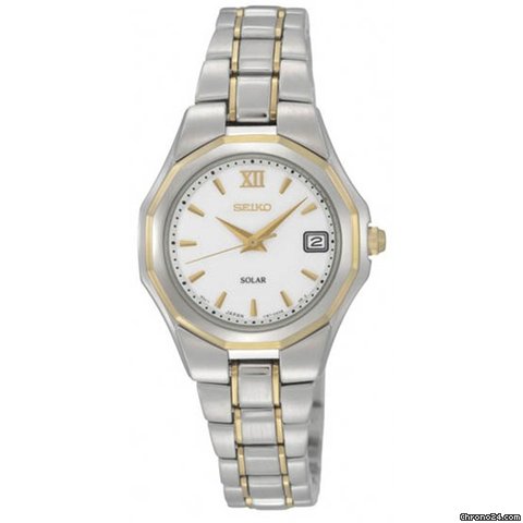 Seiko White Dial Two-tone Solar Power Ladies Watch SUT054