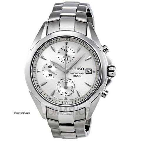 Seiko White Dial Chronograph Stainless Steel Ladies Watch SNDY29