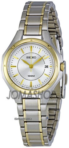 Seiko Silver Dial Two tone Stainless Steel Quartz Ladies Watch SXDE14