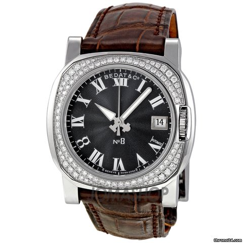 Bedat & Co No. 8 Diamond Pink Strap Black Ladies Watch 838.040.300