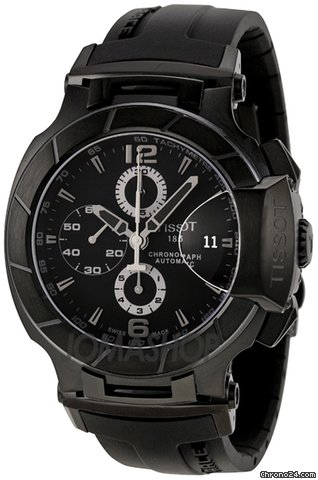 Tissot T-Race Black Dial Chronograph Automatic Black Rubber Mens Watch T048427