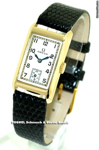 Omega Rectangular Handaufzug mit dezentraler Sekunde in Gelbgold - Dame (gebraucht)