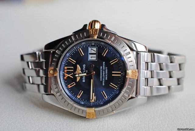 Breitling Windrider Cockpit  Stahl/Gold - Pilotband B 49350