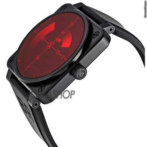 Bell & Ross Red Radar Automatic Black Rubber Mens Watch BR0192-REDRADAR WATCHES 2