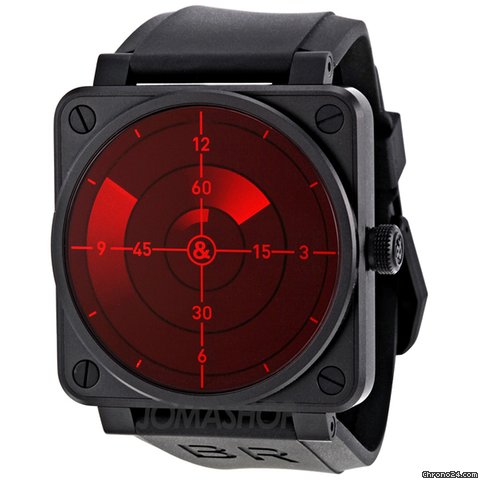 Bell & Ross Red Radar Automatic Black Rubber Mens Watch BR0192-REDRADAR
