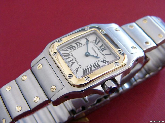 Cartier Santos Galbee Stahl/Gold Damenuhr TOP