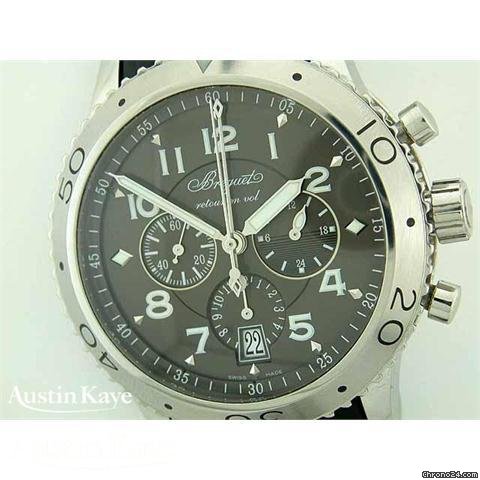replica Breguet Type XVI steel automatic chronograph on strap WATCHES 1 