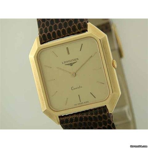 Longines quartz 18ct gold on strap