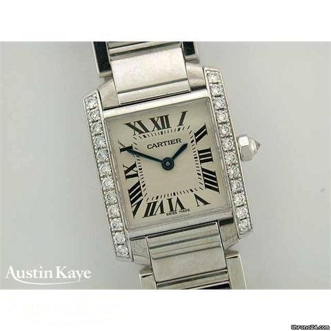 replica Cartier Tank Francaise 18ct white gold quartz on 18ct white gold bracelet WATCHES 1 