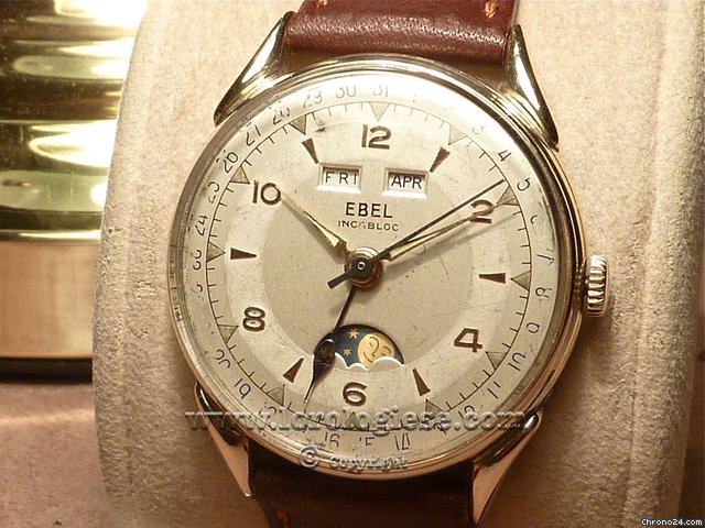 Ebel Triple Calendar with Moon Phases, original 1950's