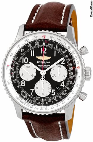 Breitling Navitimer 01 Stainless Steel Leather Automatic Mens Watch AB012012-BB02BRLD
