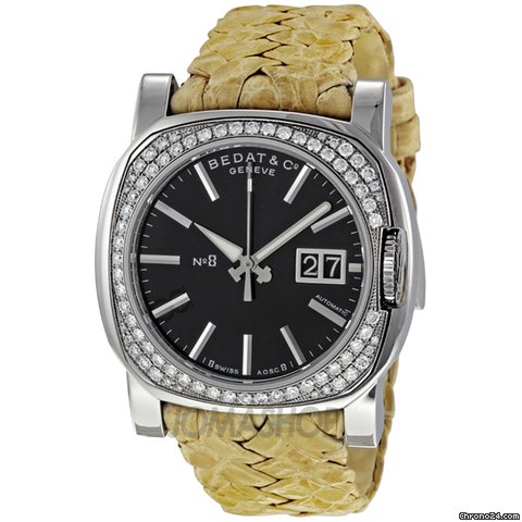 Bedat & Co No. 8 Black Dial Woven Alligator Leather Strap Mens Watch 888.048.310