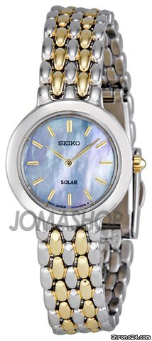 Seiko Two-tone Dress White Dial Solar Quartz Ladies Watch SUP027