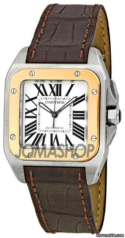 Cartier Santos 100 18kt Rose Gold and Steel Midsize Watch W20107X7