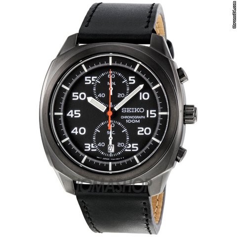 Seiko Chronograph Black Ion-plated Mens Watch SNN217P1