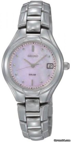 Seiko Solar Quartz Pink Dial Ladies Watch SUT063