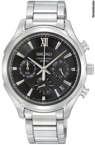 Seiko Chronograph Black Dial Mens Watch SSB019