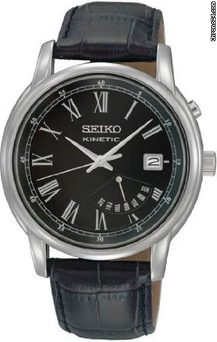 Seiko Kinetic Black Dial Mens Watch SRN035