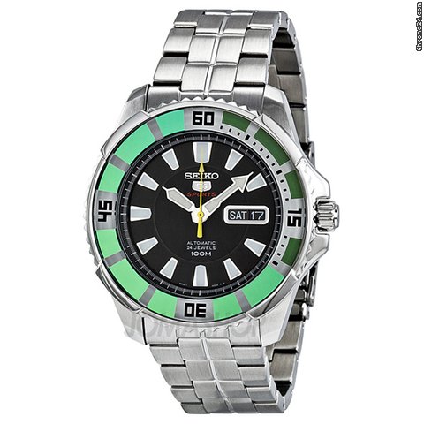 Seiko 5 Sports Automatic Divers Green Ion-plated Bezel Mens Watch SRP205K1