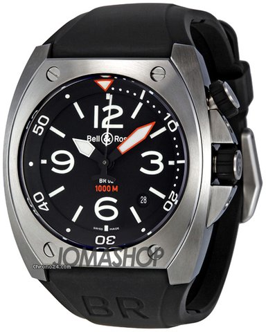 Bell & Ross Marine Black Dial Steel Case Mens Watch BR0292-STEEL