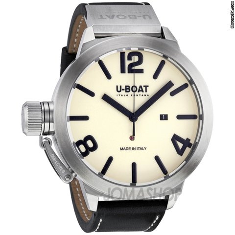 U-Boat Classico As Beige Dial Automatic Black Leather Mens Watch 5571