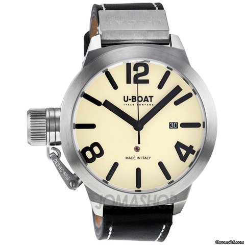 U-Boat Classico Beige Dial Automatic Black Leather Mens Watch 5565